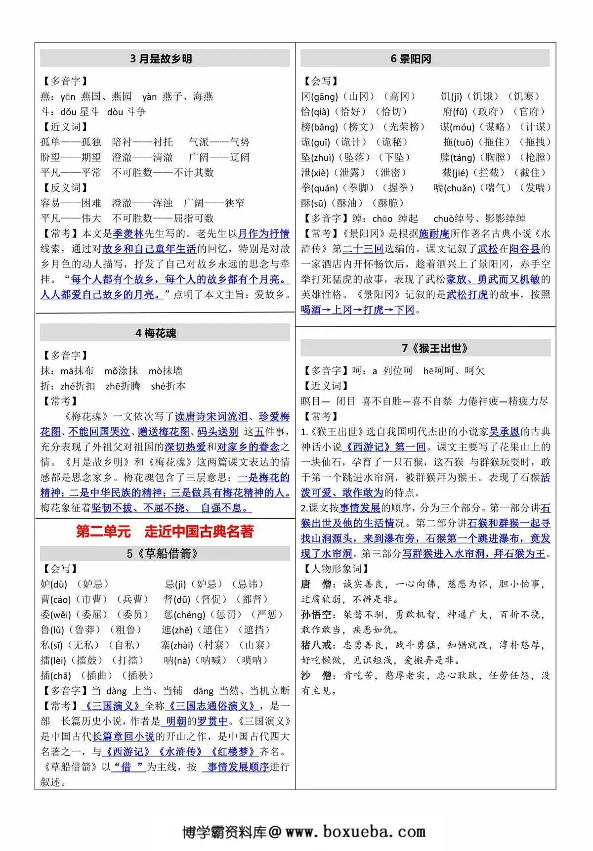 图片[2]-五年级下册语文《课课贴》，7页PDF电子版-淘学学资料库