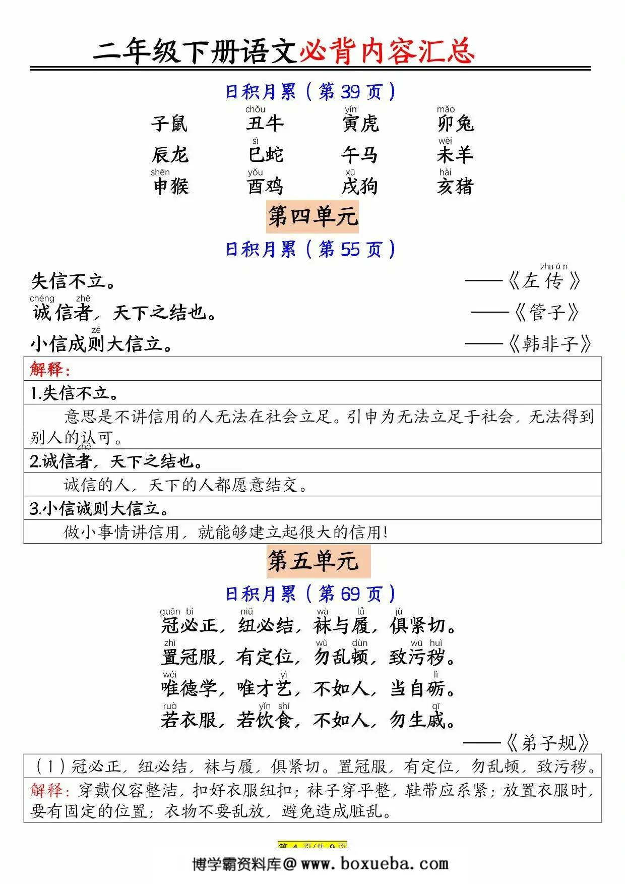 图片[3]-二年级下册语文必背内容汇总（课文、古诗、日积月累），9页PDF电子版-淘学学资料库