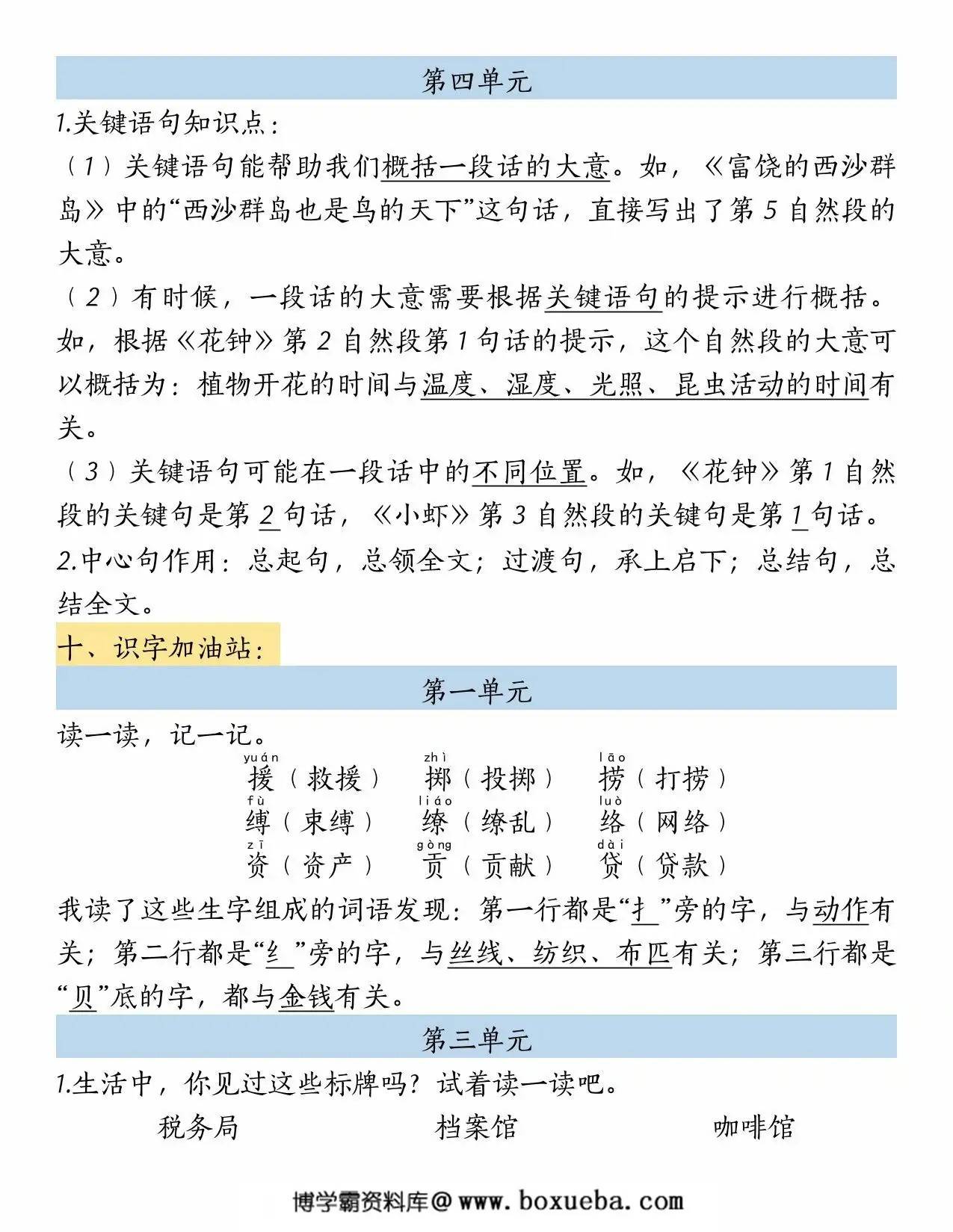 图片[3]-三年级语文下册期中复习重点知识汇总-12大类高频考点总结，28页PDF电子版-淘学学资料库