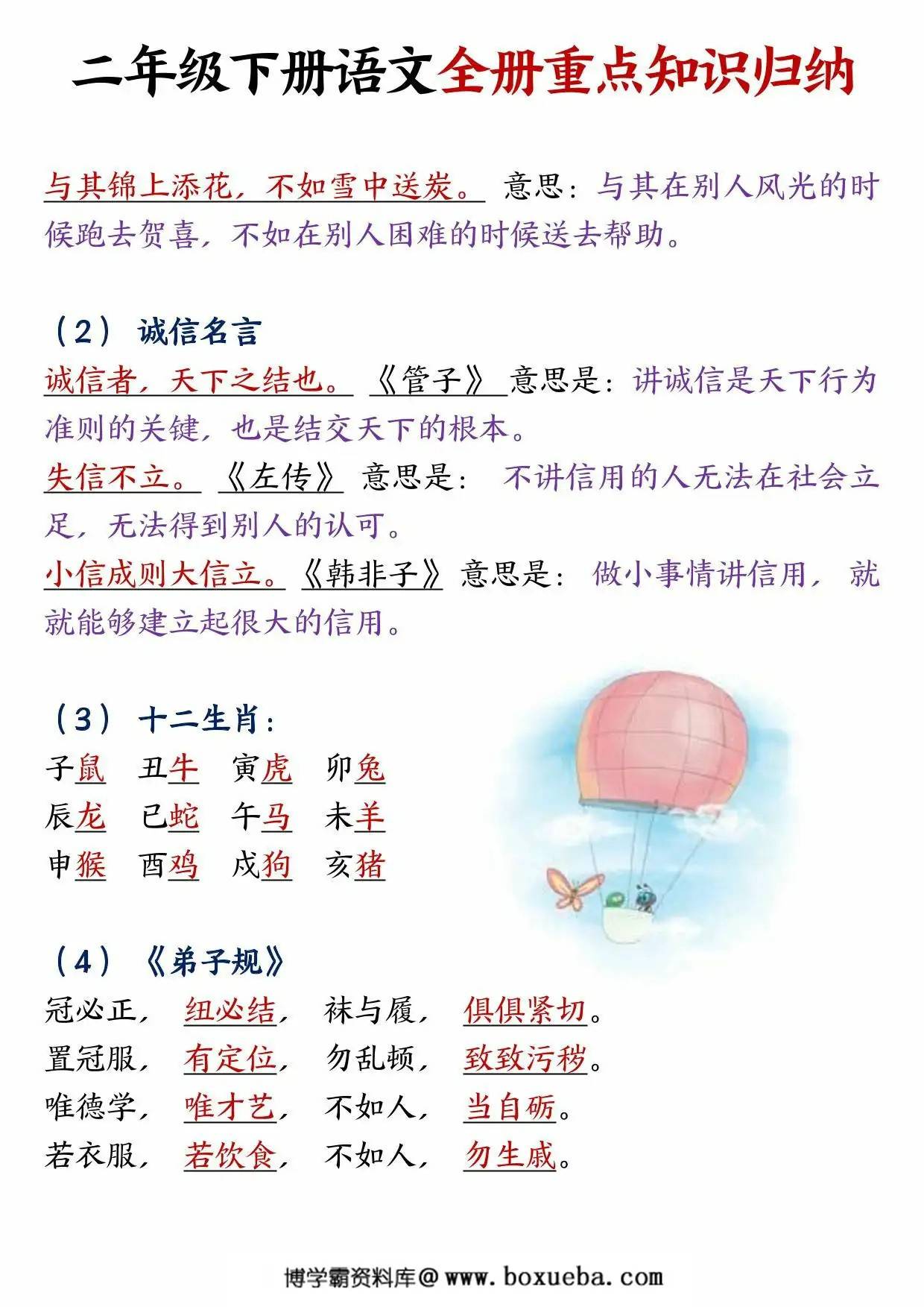 图片[3]-二年级下册语文全册重点知识归纳，12页PDF电子版-淘学学资料库