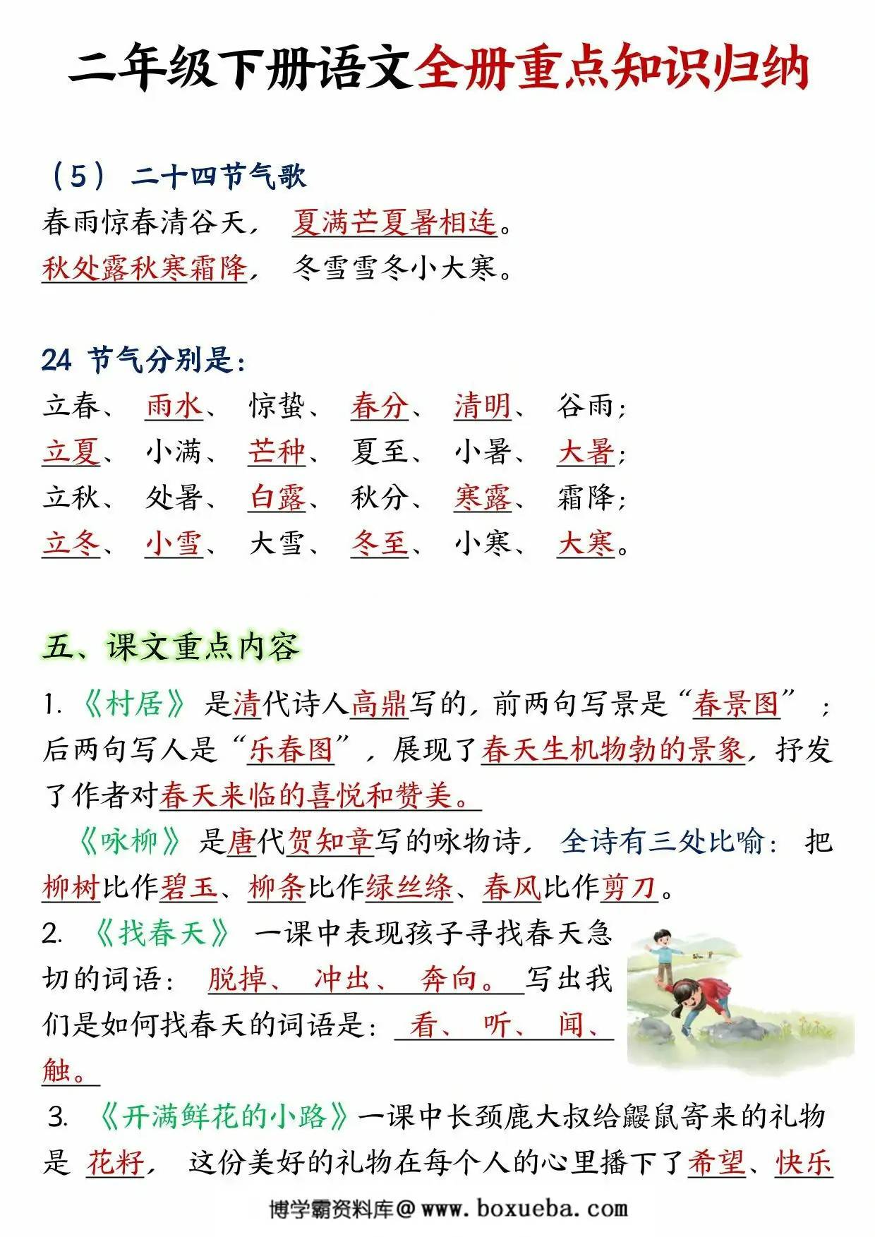 图片[4]-二年级下册语文全册重点知识归纳，12页PDF电子版-淘学学资料库