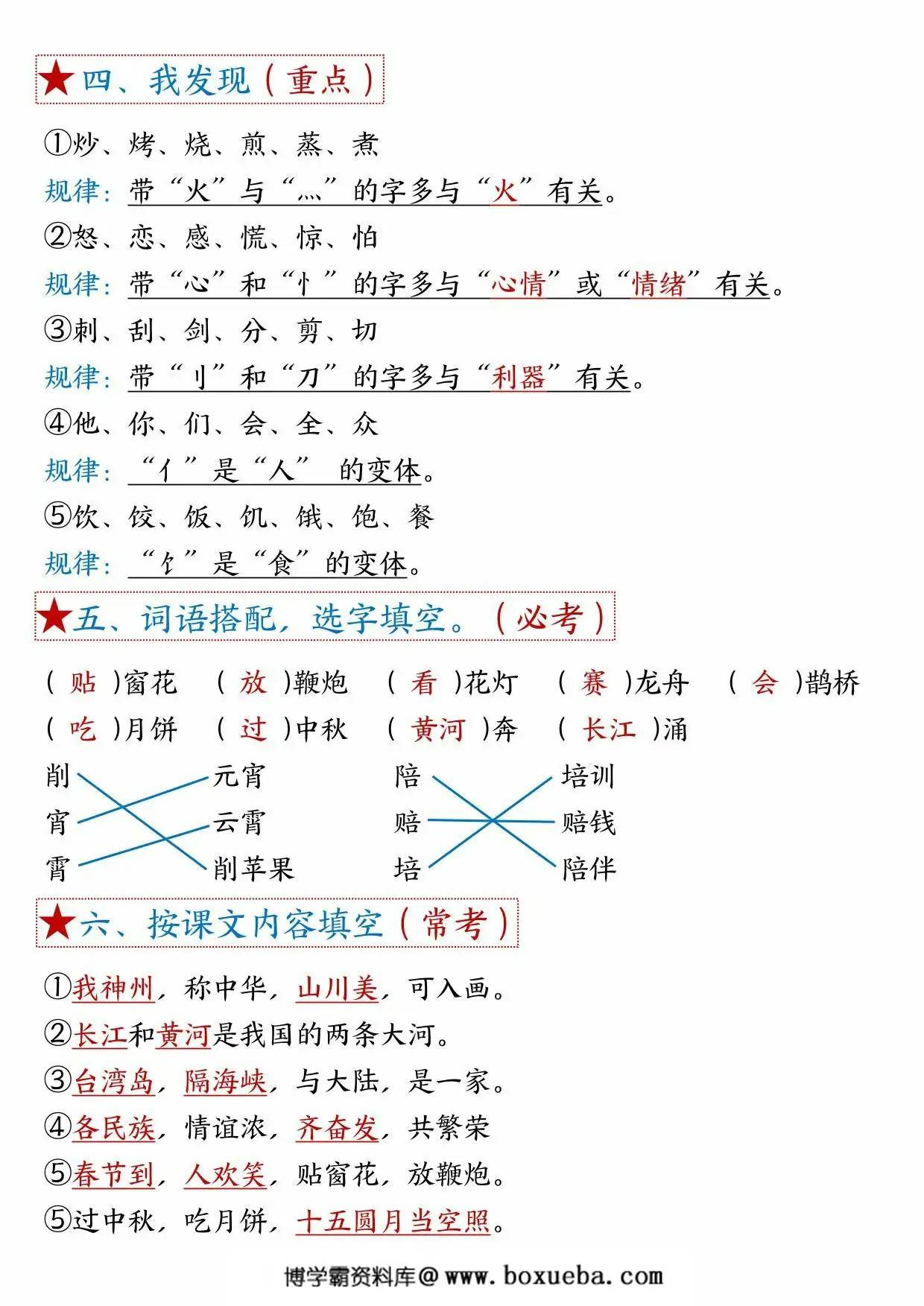 图片[2]-二年级下册语文第三单元考点总结 – 8个必背知识点，6页PDF电子版-淘学学资料库