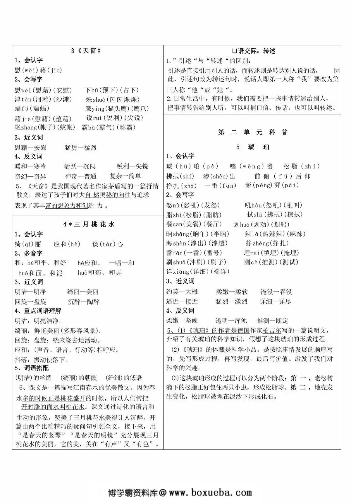图片[2]-四年级下册语文《课课贴》，8页PDF电子版-淘学学资料库