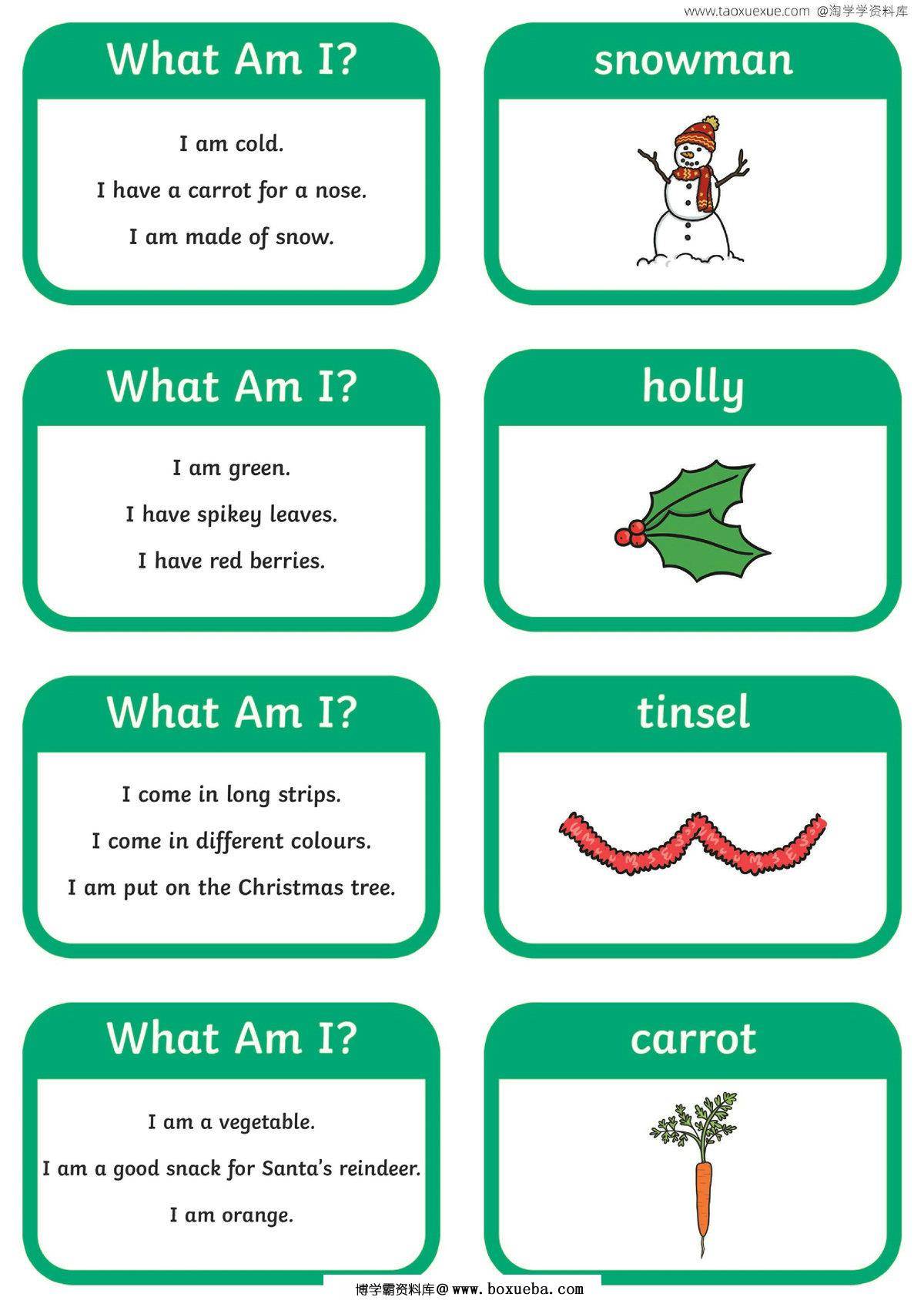图片[2]-What-Am-I-Christmas-Guessing-Game，4页PDF电子版-淘学学资料库