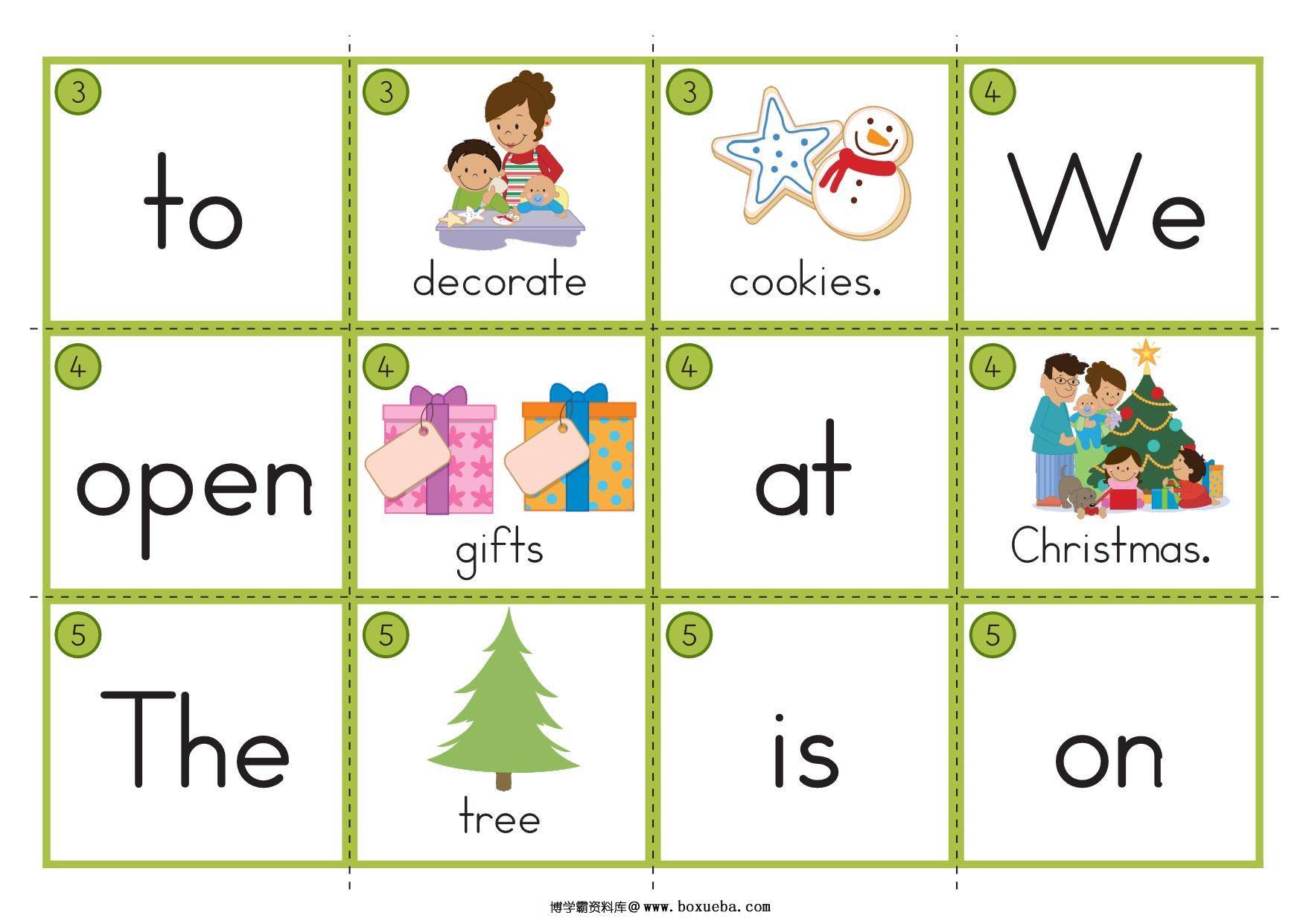 图片[3]-圣诞主题互动书，Christmas Sentence Scramble with Cut and Paste Worksheets，59页PDF-淘学学资料库