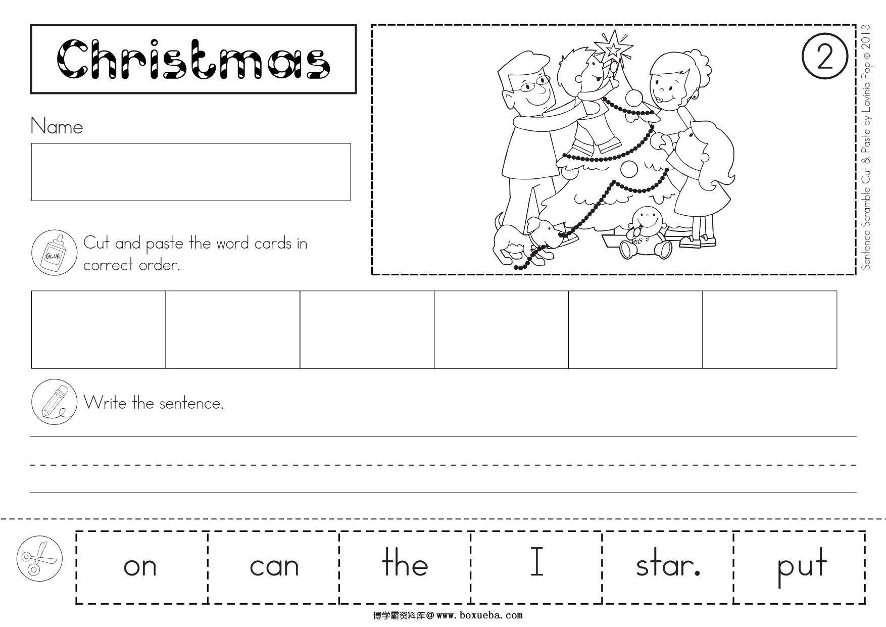 图片[5]-圣诞主题互动书，Christmas Sentence Scramble with Cut and Paste Worksheets，59页PDF-淘学学资料库