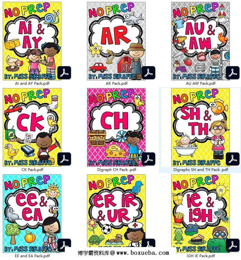 2400页自然拼读练习册Phonics No Prep Massive MEGA Bundle 共28册PDF-博学霸资料网