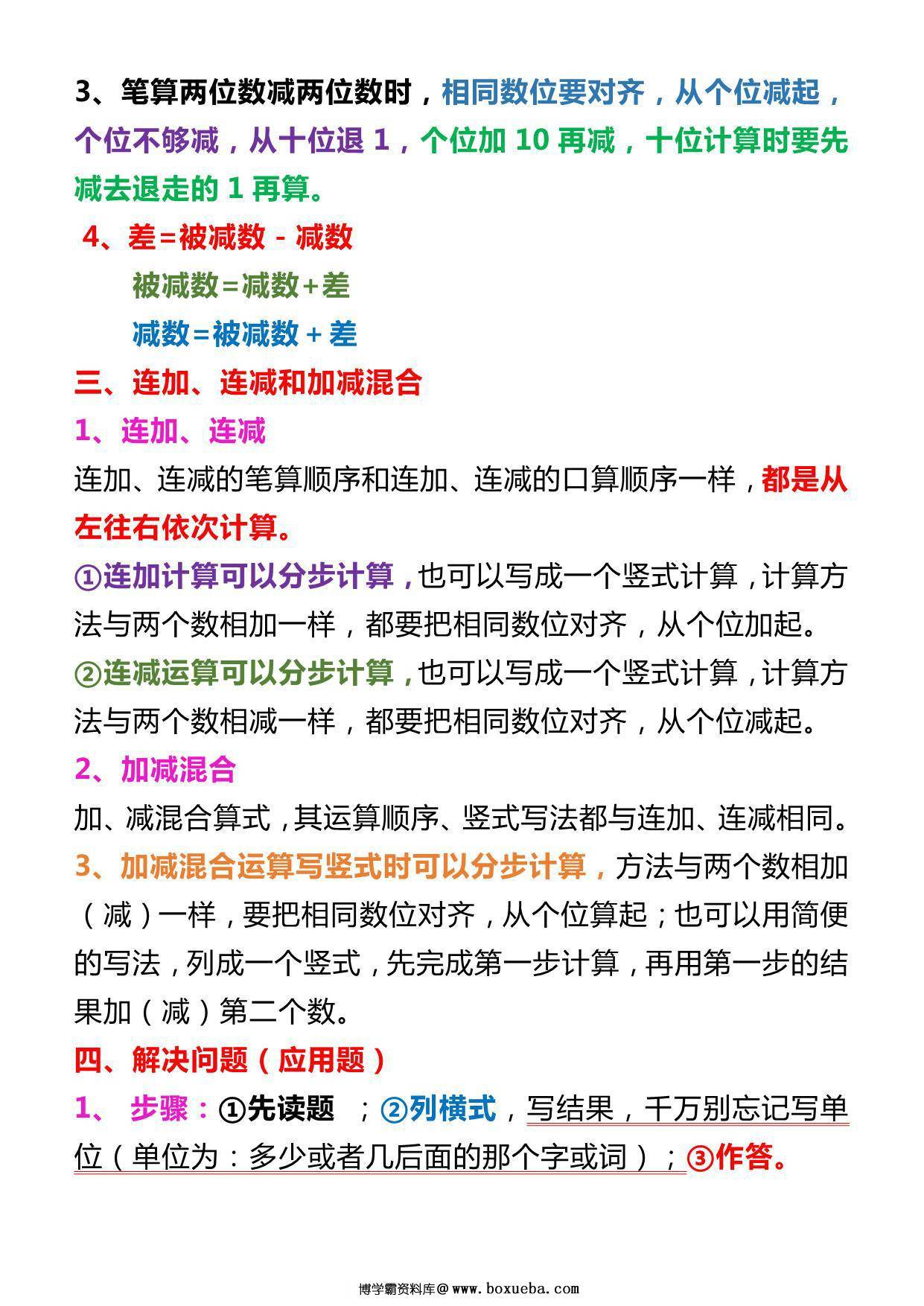 图片[3]-二年级上册数学必背知识点汇总，8页PDF可打印-淘学学资料库