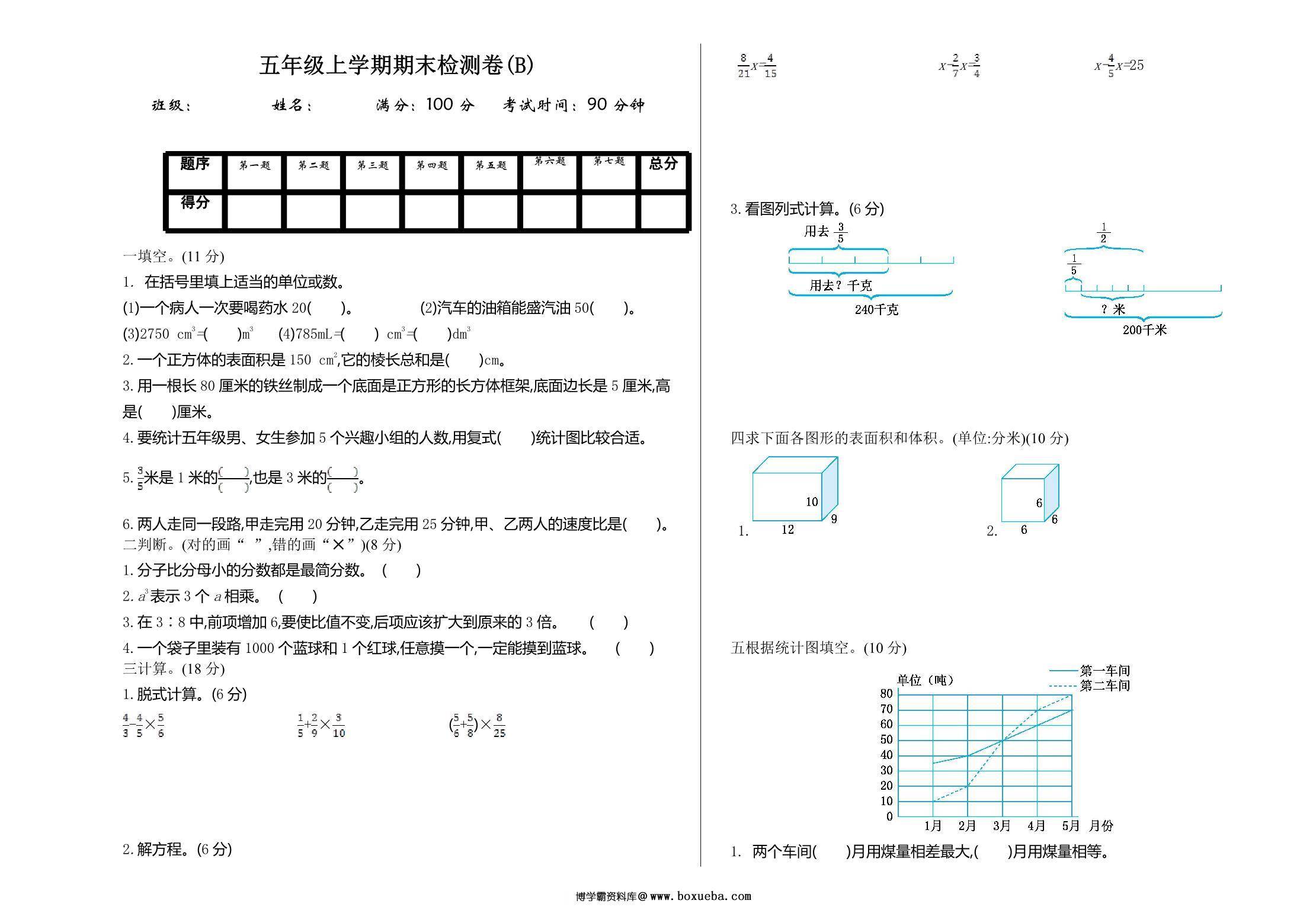 图片[3]-[合集13份] 五年级上册数学期中期末测试卷 青岛五四版-淘学学资料库