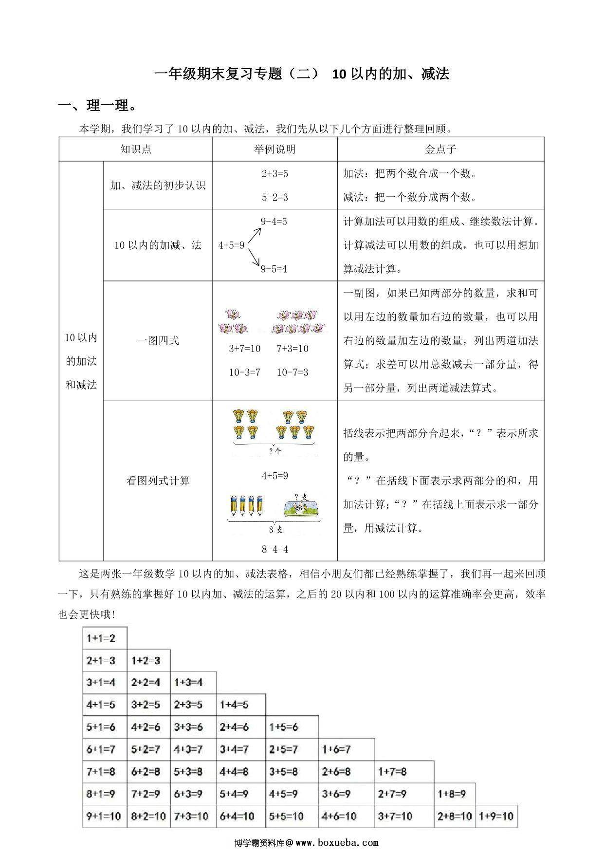 图片[4]-一年级数学上册期末复习专题，14页PDF可打印-淘学学资料库