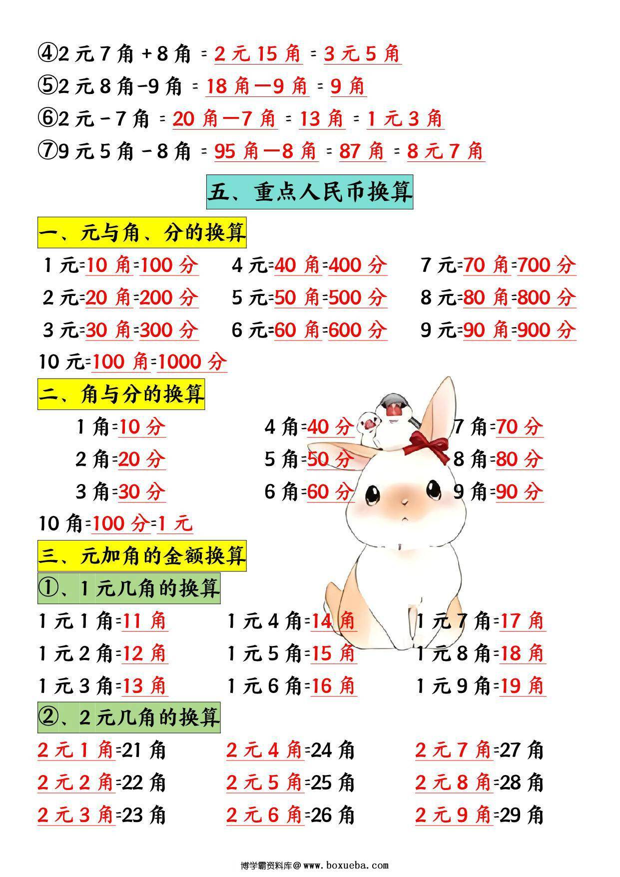 图片[3]-一年级下册数学重点必背知识汇总，8页PDF电子版-淘学学资料库