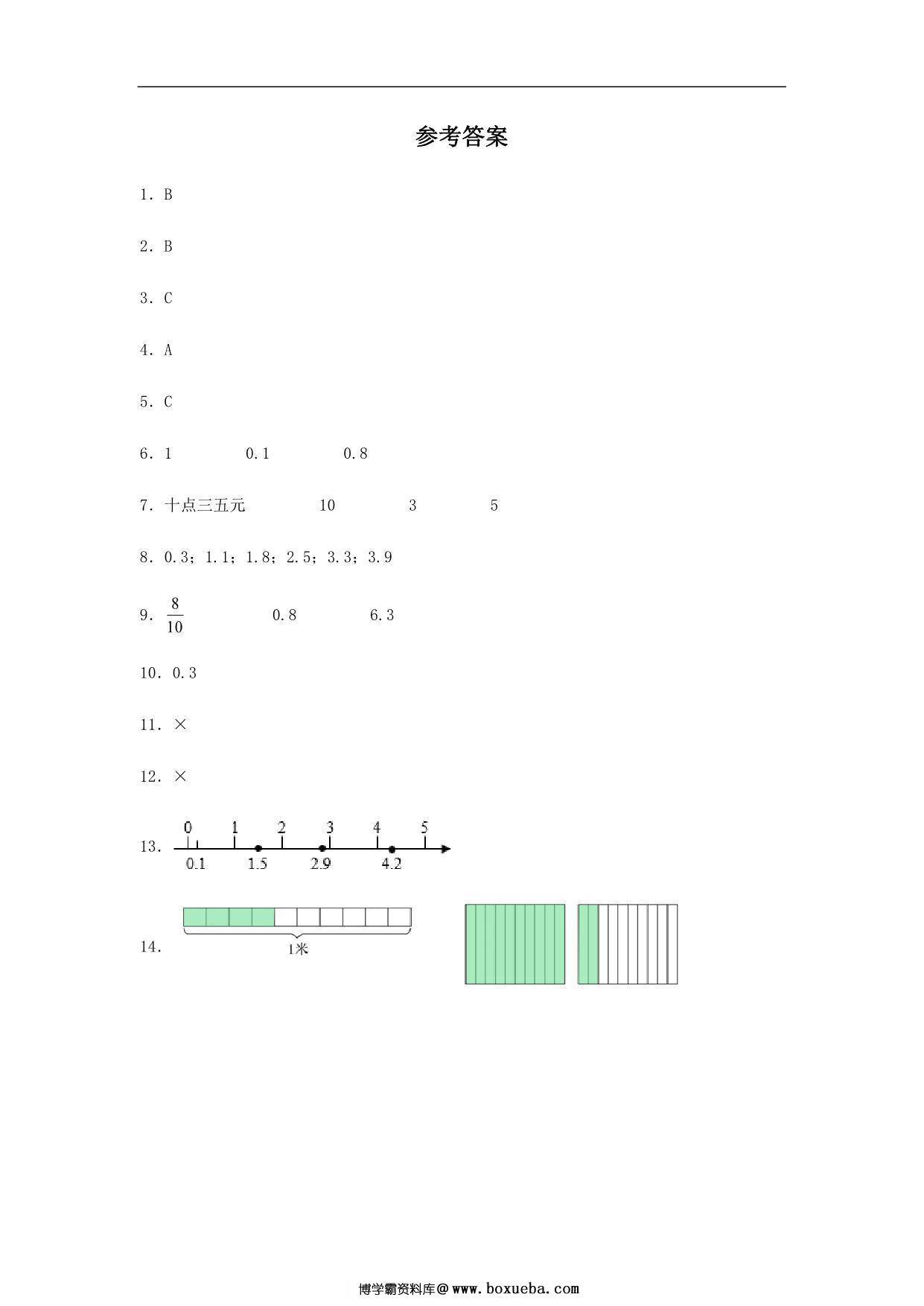 图片[3]-7.1 小数的初步认识 三年级下册数学同步练习 人教版，4页PDF电子版-淘学学资料库