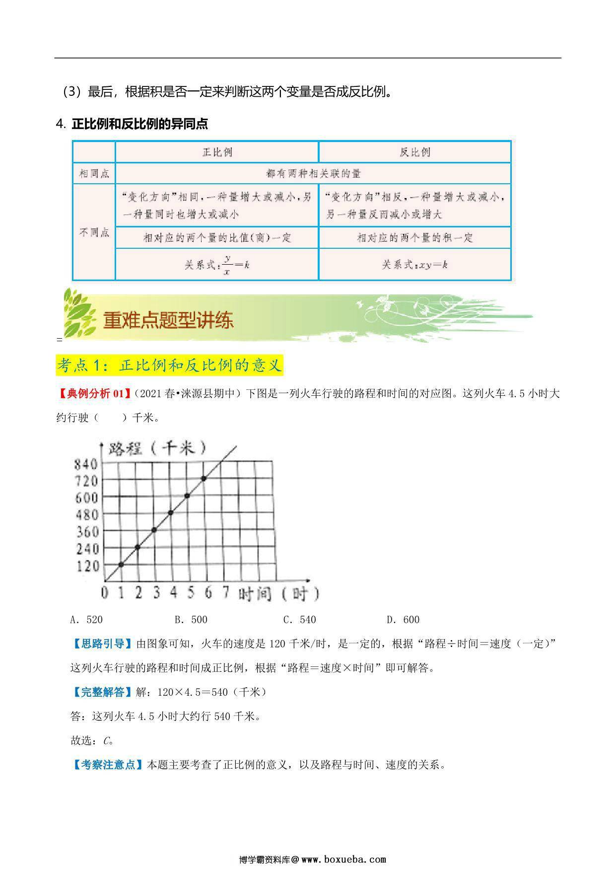 图片[3]-第四单元《正比例和反比例》章节复习巩固—六年级下册同步重难点精讲精练（北师大版），16页PDF电子版-淘学学资料库