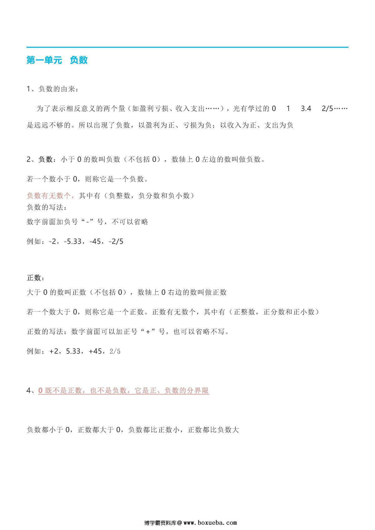 六年级数学下册【期末重点总结】人教版-博学霸资料网
