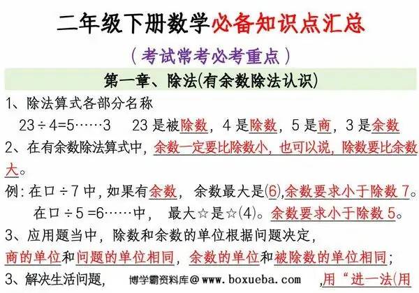 图片[2]-北师大版二年级下册数学必备知识点汇总，6页PDF电子版-淘学学资料库