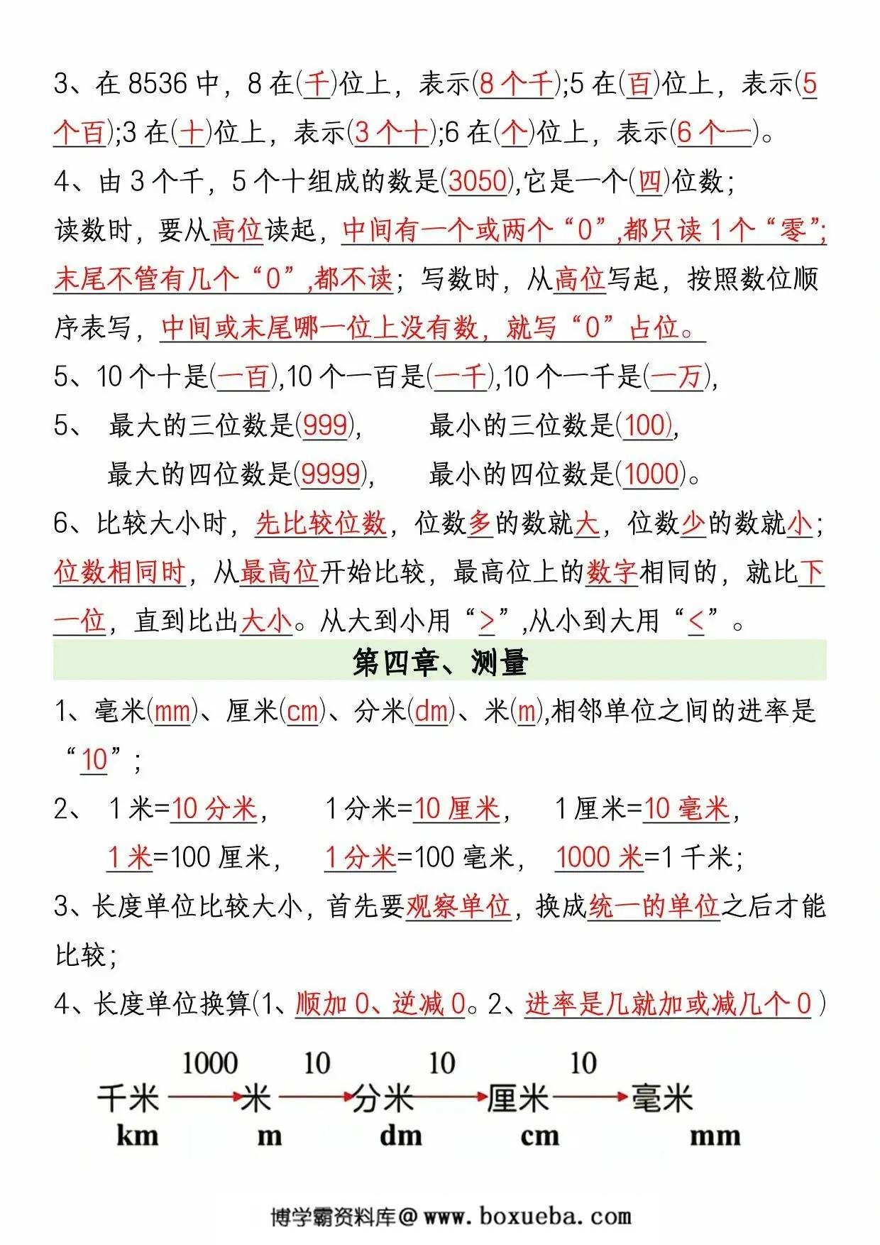 图片[4]-北师大版二年级下册数学必备知识点汇总，6页PDF电子版-淘学学资料库