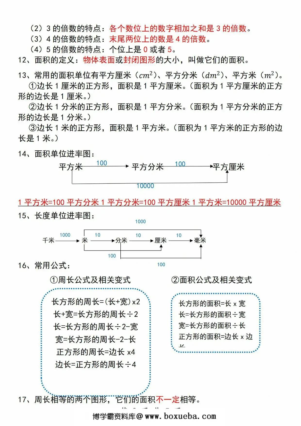 图片[2]-人教版三年级下册数学全册核心知识整理汇总，5页PDF可打印-淘学学资料库