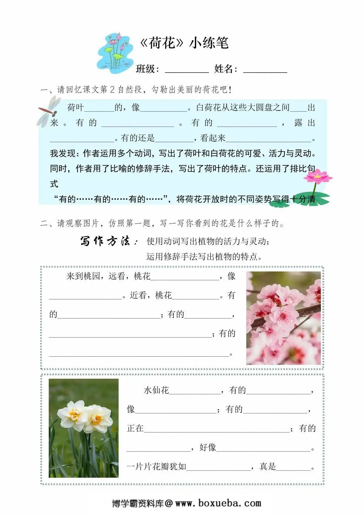 图片[2]-三年级下册语文每课作业单小练笔，20页PDF电子版-淘学学资料库