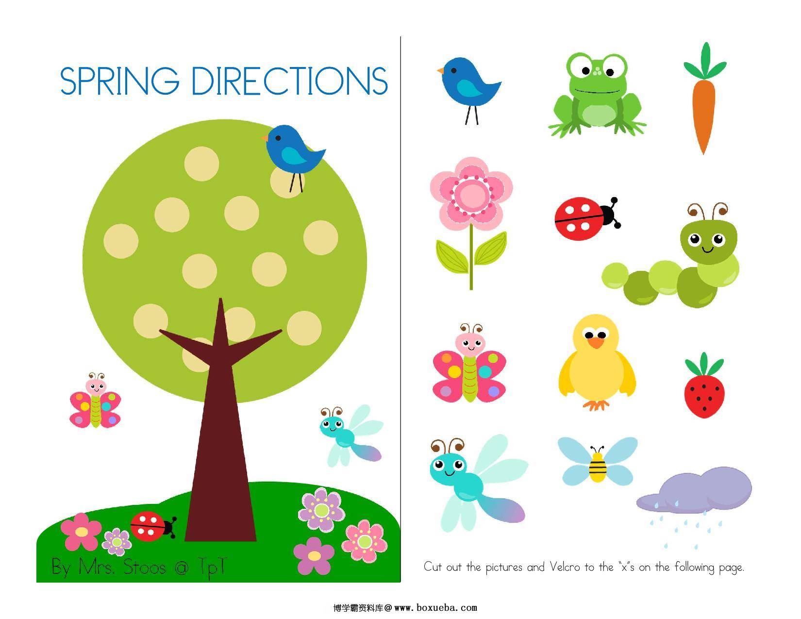 春天Spring （方位练习），interactive book互动翻翻书，17页PDF-博学霸资料网