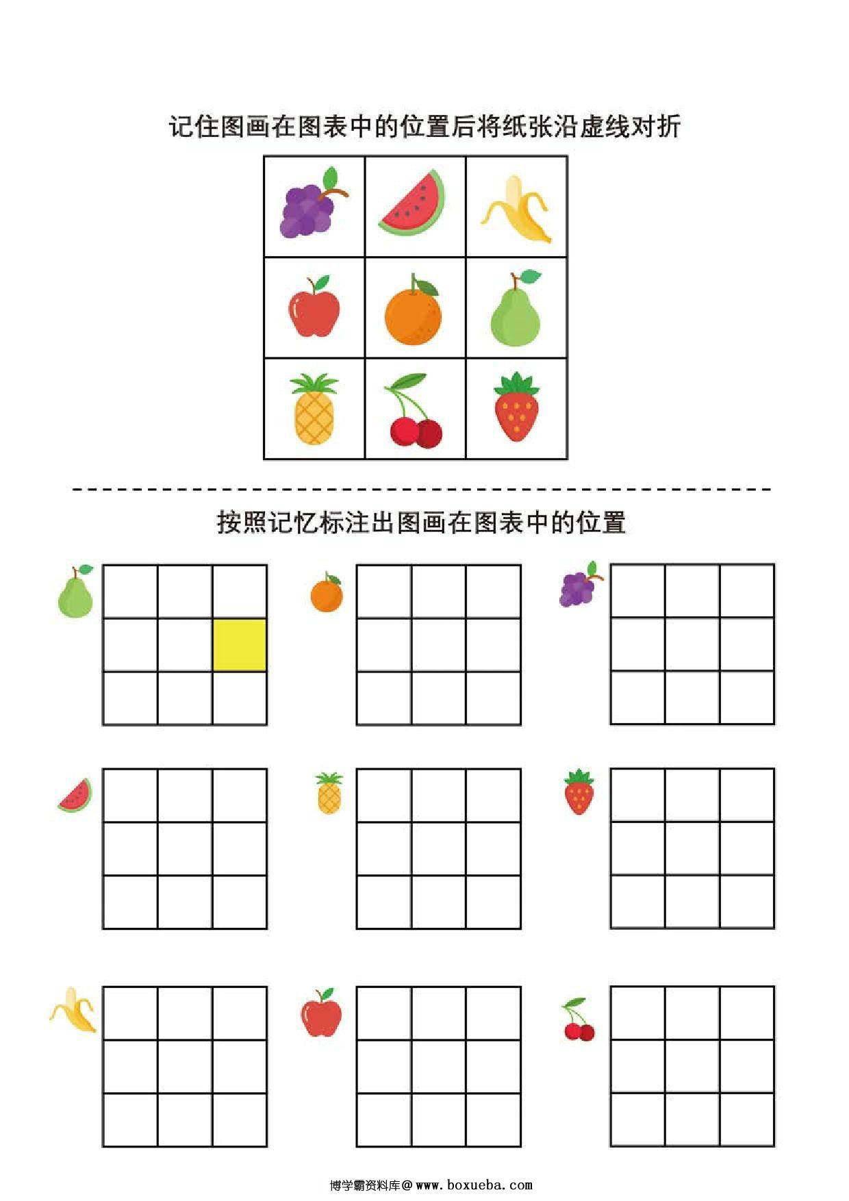 按照记忆标注出图画在图表中的位置，3页PDF可打印-博学霸资料网
