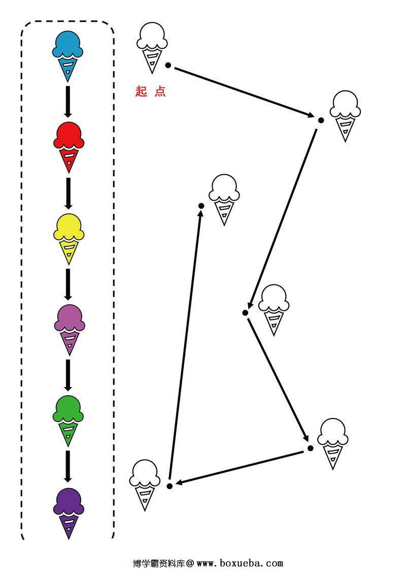 图片[2]-按照连线顺序给图画填上颜色，训练宝宝专注力，素材可打印-淘学学资料库
