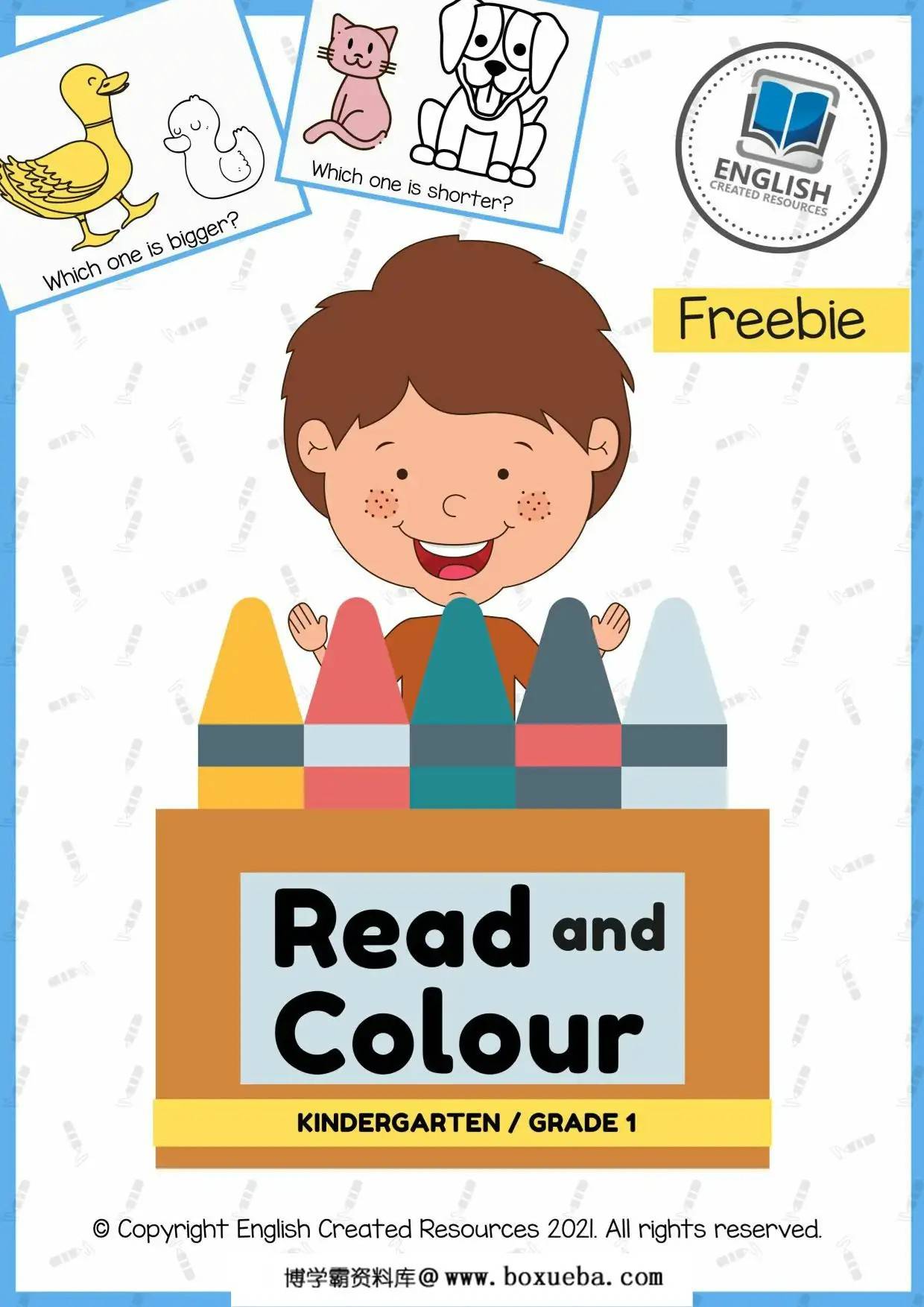 幼儿英语一句话阅读+涂色，9页PDF电子版-博学霸资料网