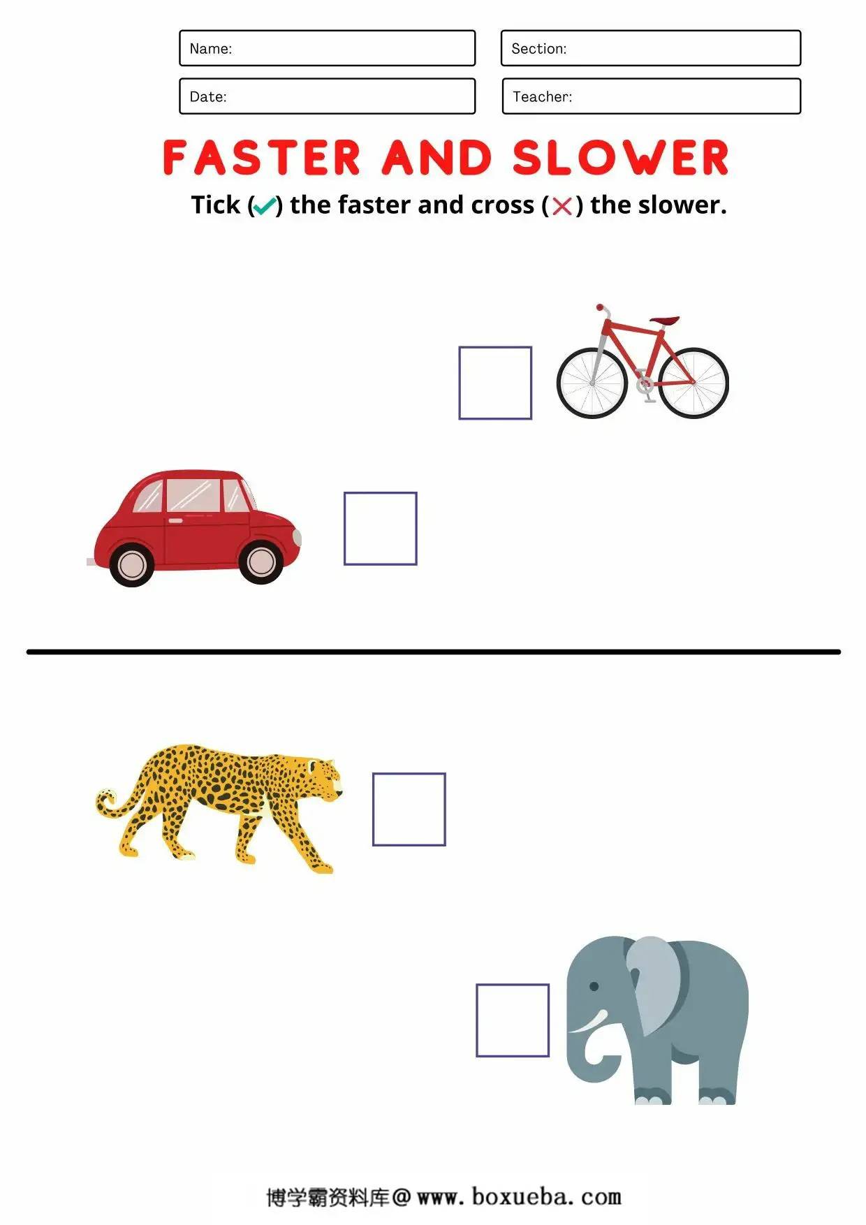 Fast and slow worksheet，8页PDF电子版-博学霸资料网