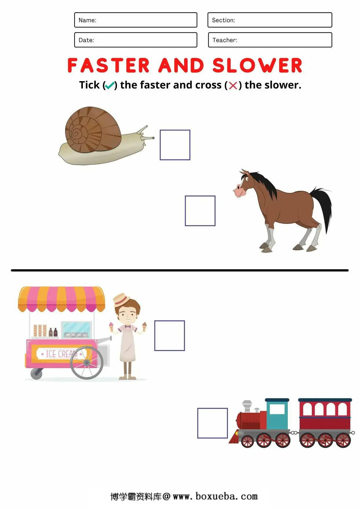 图片[2]-Fast and slow worksheet，8页PDF电子版-淘学学资料库