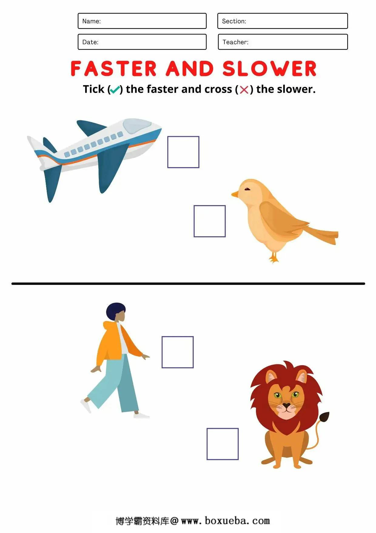 图片[3]-Fast and slow worksheet，8页PDF电子版-淘学学资料库