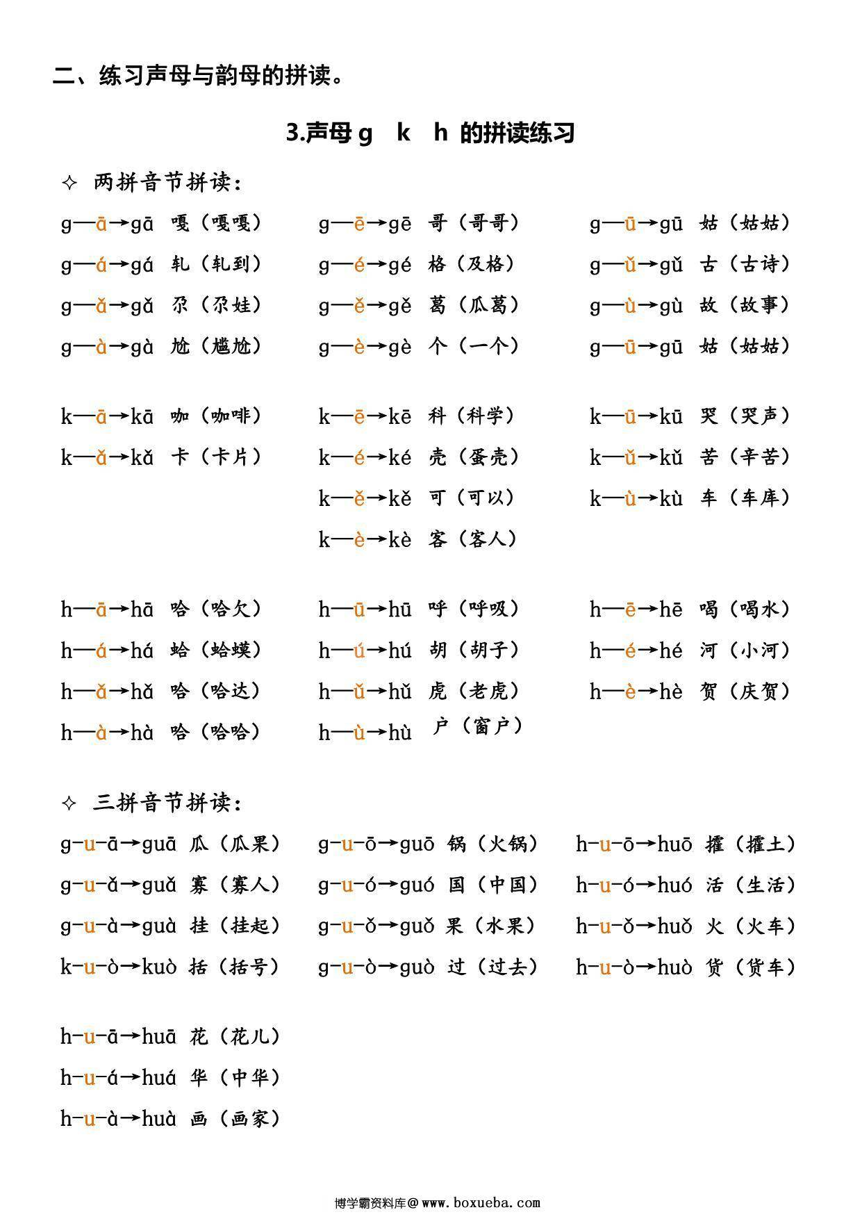 图片[5]-汉语拼音字母口诀+拼音拼读练习，8页PDF电子版-淘学学资料库