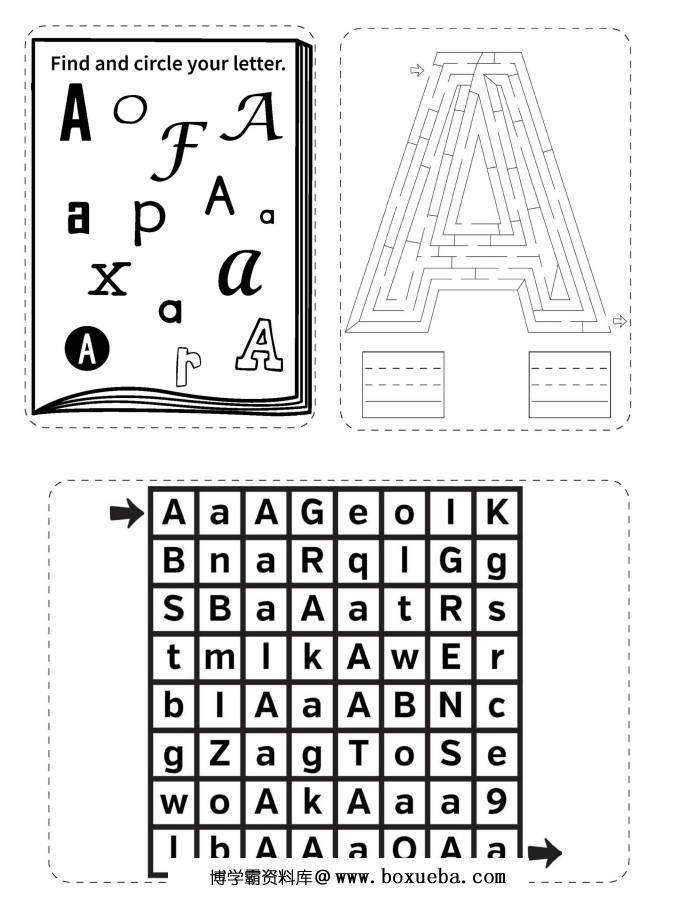图片[3]-26个英文字母迷宫，幼儿英语启蒙电子版PDF打印，百度网盘下载-淘学学资料库
