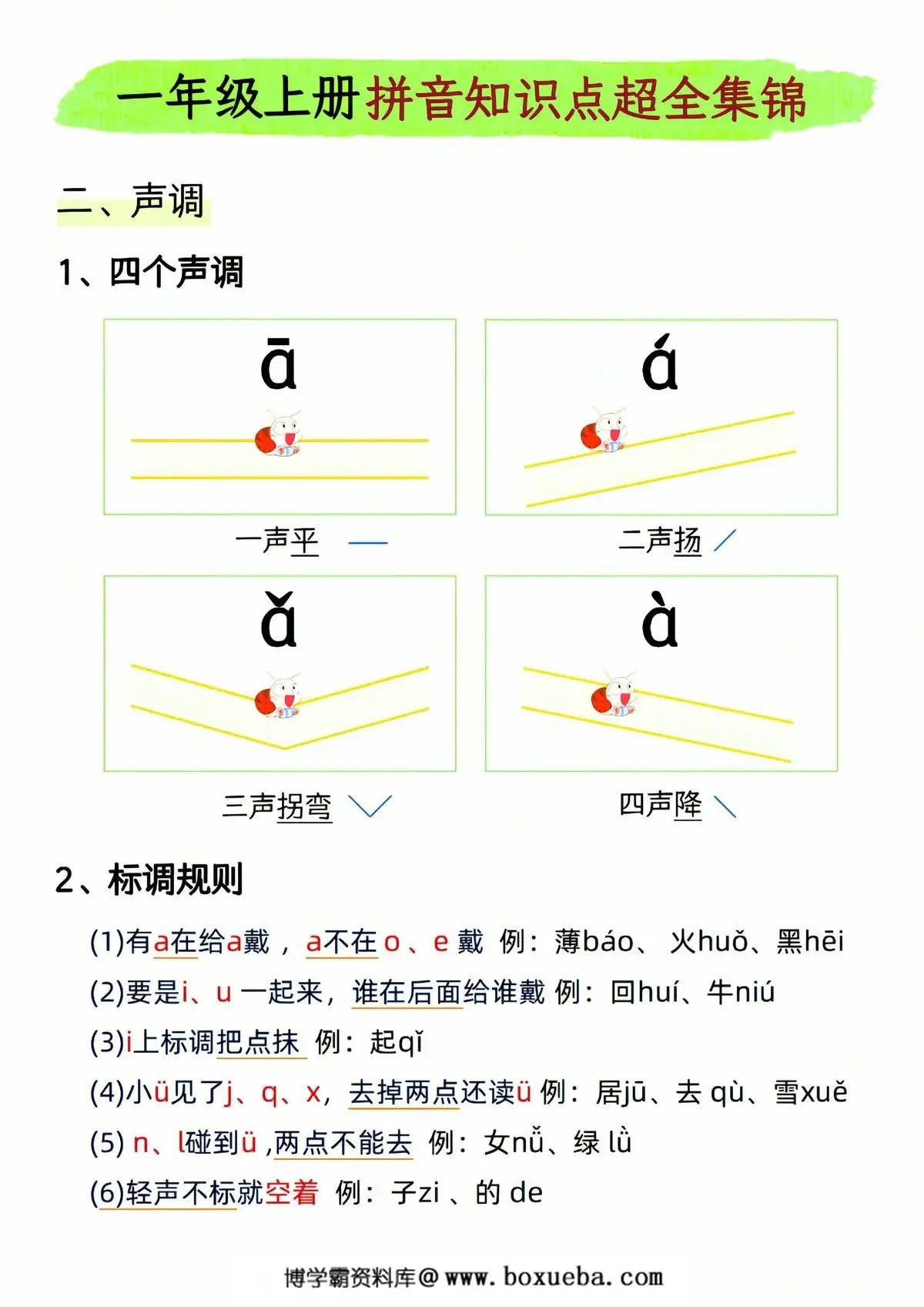 图片[2]-[修正]一年级上册拼音知识点超全集锦，11页PDF电子版-淘学学资料库