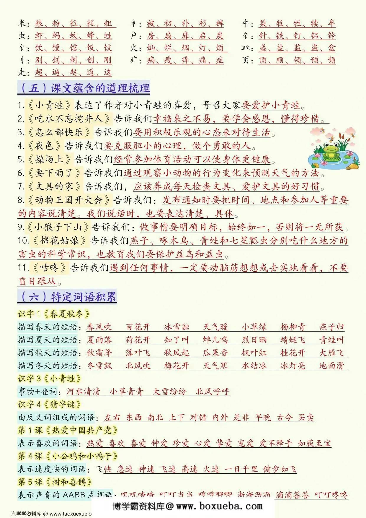 图片[2]-一年级下册语文预习复习全册必背知识汇总，17页PDF可打印-淘学学资料库