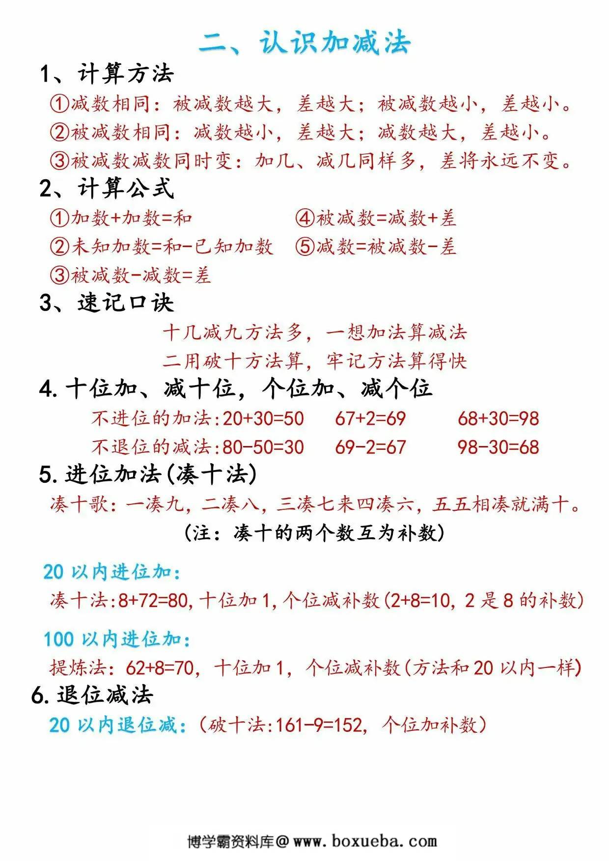 图片[2]-一年级下册数学期末知识点总结，5页PDF可打印-淘学学资料库