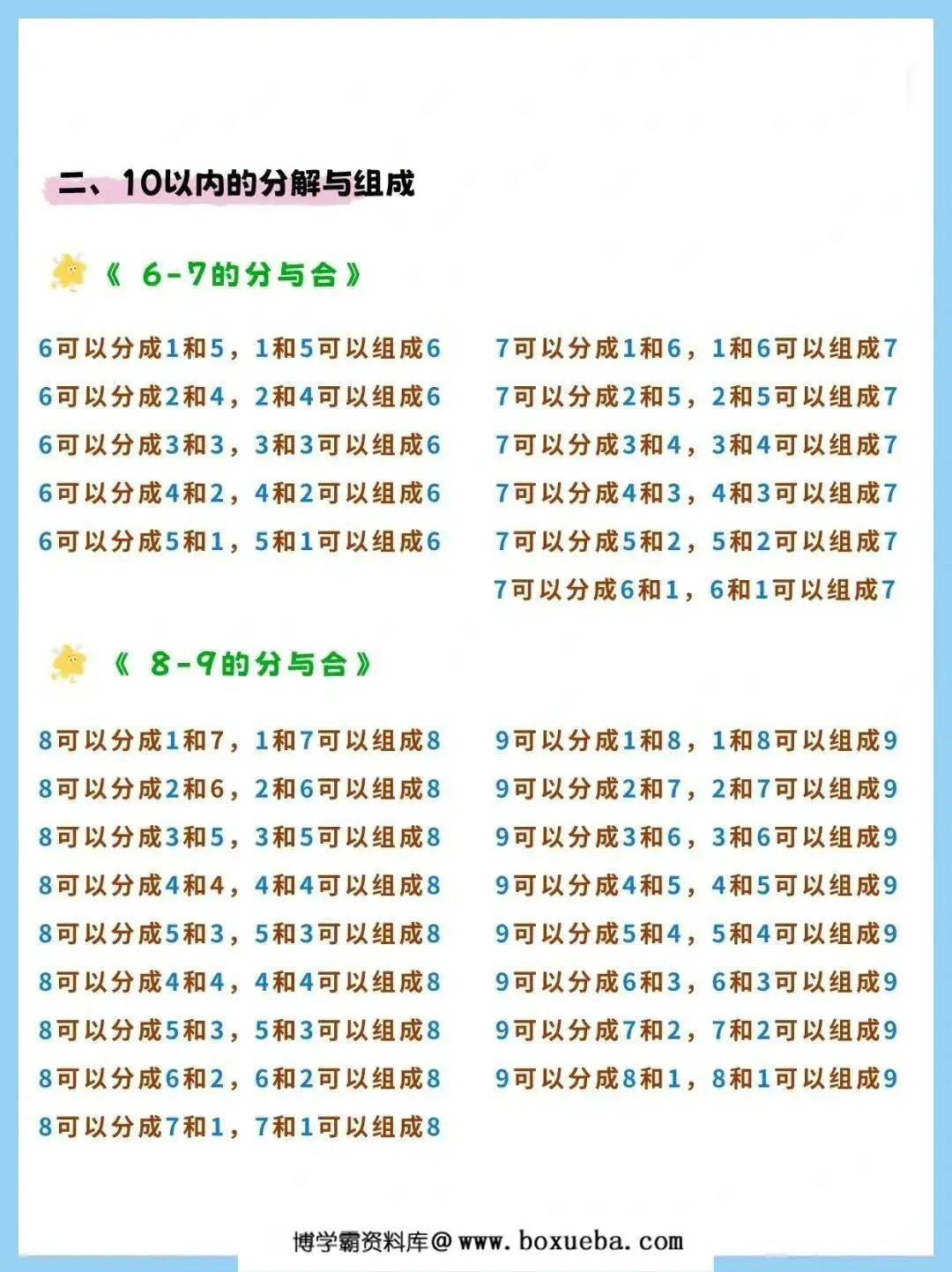 图片[2]-幼小衔接10以内数的分解与组合，7页PDF可打印-淘学学资料库