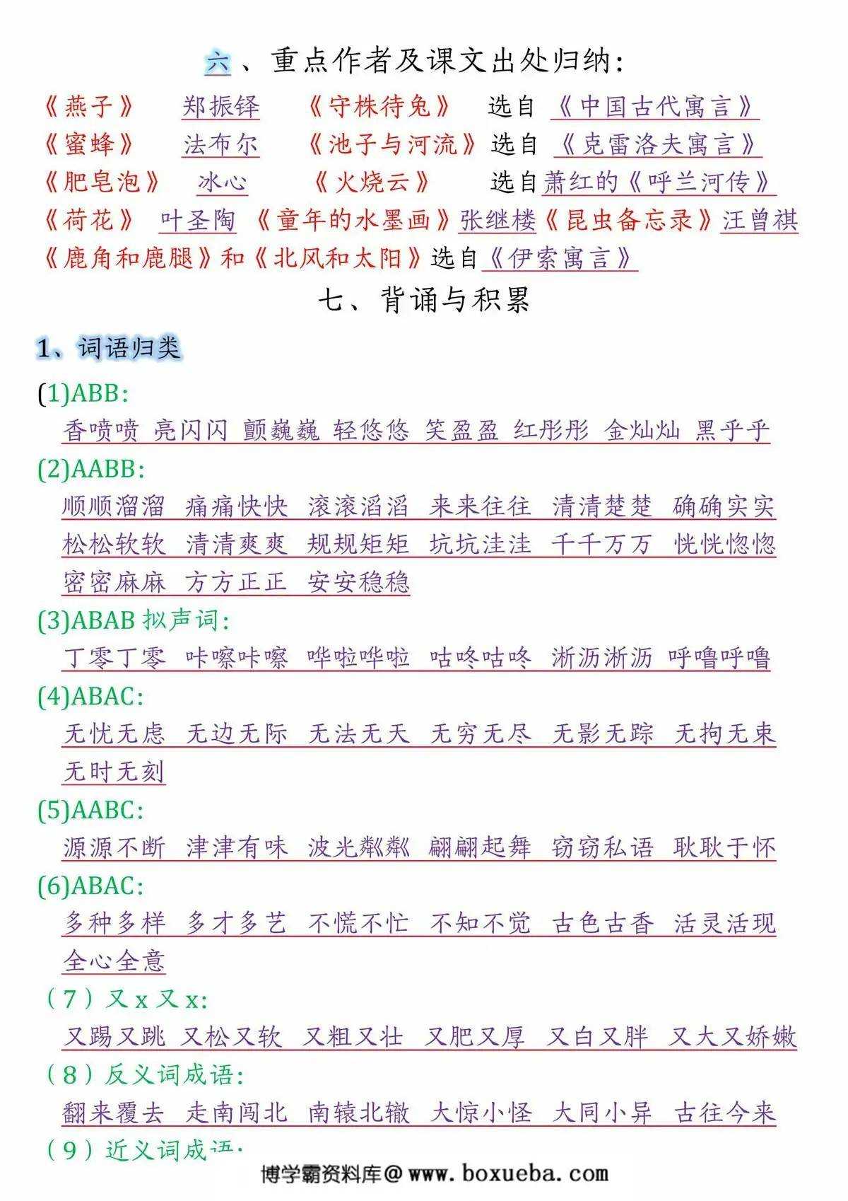 图片[3]-三年级下册语文全册重要考点汇总，13页PDF可打印-淘学学资料库