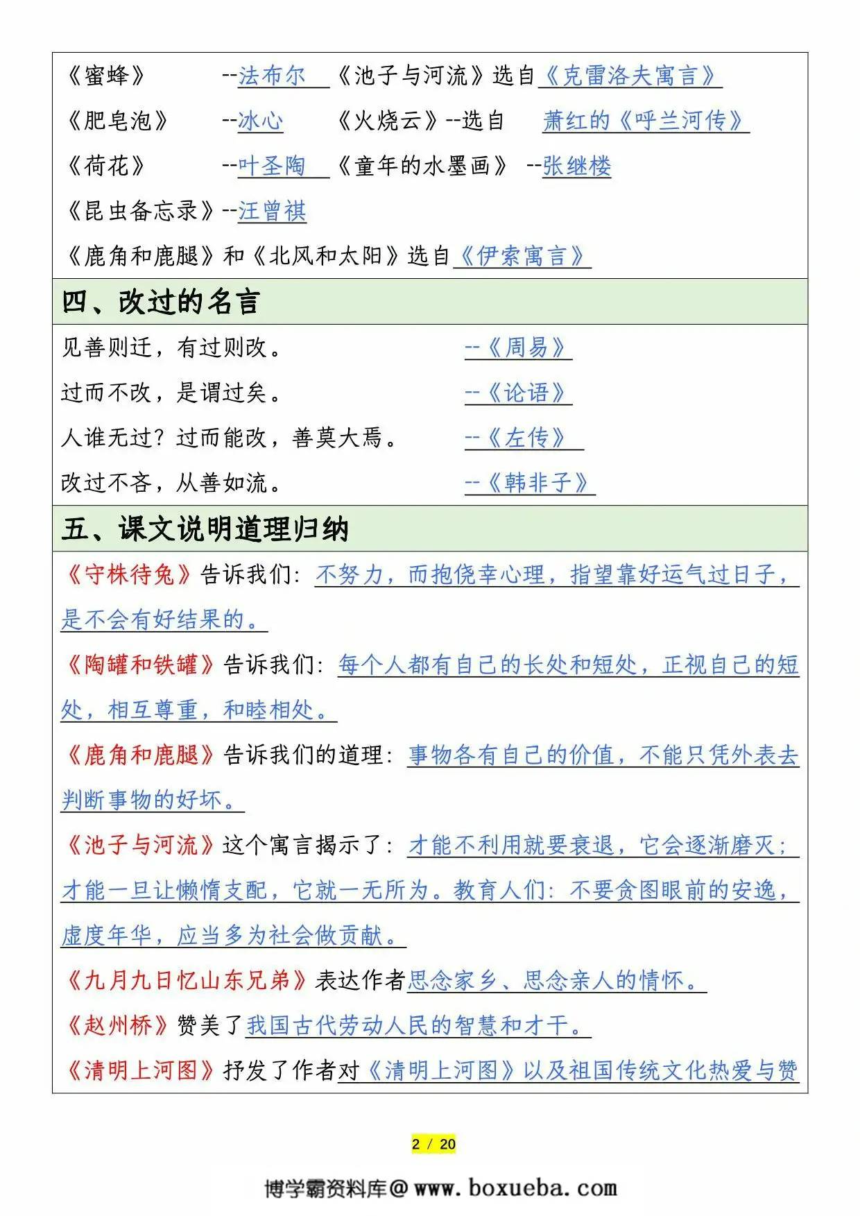 图片[2]-三年级下册语文全册重要考点归纳总结，20页PDF电子版-淘学学资料库